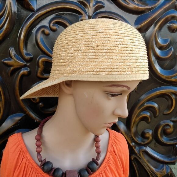 EUC VINTAGE KATHY JEANNE Original 100% Straw Shade Hat with XL Brim - Picture 7 of 11